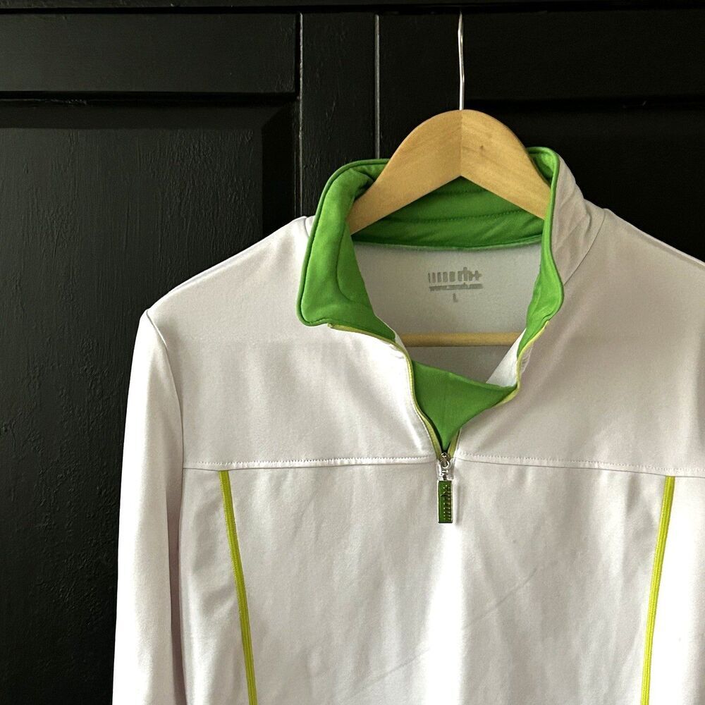 rh+ Women's Pullover Jacket Size Large White Green Accents Polyester Ski Base - Picture 2 of 10